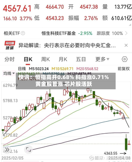 快讯：恒指高开0.68% 科指涨0.71% 黄金股普涨 芯片股活跃-第2张图片