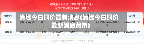 清远今日铜价最新消息(清远今日铜价最新消息费用)-第3张图片
