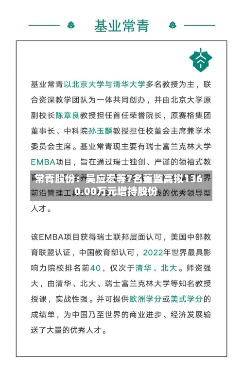 常青股份：吴应宏等7名董监高拟1360.00万元增持股份-第3张图片