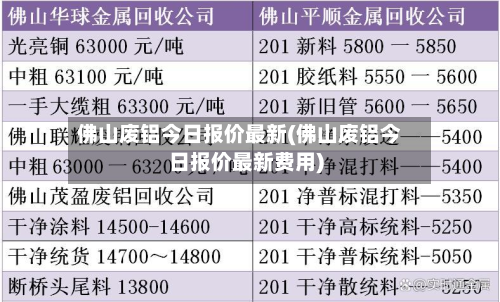 佛山废铝今日报价最新(佛山废铝今日报价最新费用)
