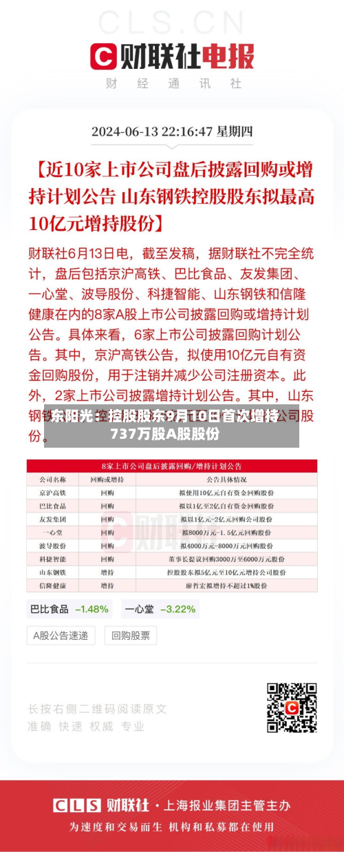 东阳光：控股股东9月10日首次增持737万股A股股份-第2张图片