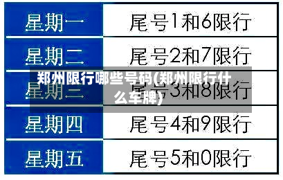 郑州限行哪些号码(郑州限行什么车牌)