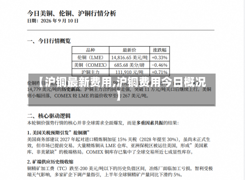 【沪铜最新费用,沪铜费用今日概况】-第2张图片