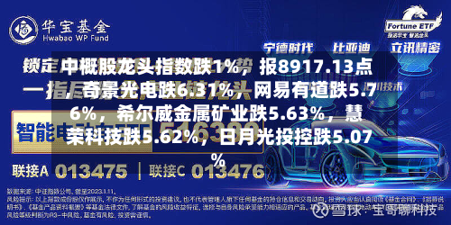 中概股龙头指数跌1%，报8917.13点，奇景光电跌6.31%	，网易有道跌5.76%，希尔威金属矿业跌5.63%，慧荣科技跌5.62%	，日月光投控跌5.07%-第2张图片