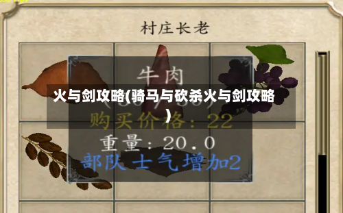 火与剑攻略(骑马与砍杀火与剑攻略)-第3张图片